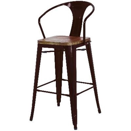 NEW PACIFIC DIRECT New Pacific Direct 938544-B Metropolis Metal Bar Stool Wood Seat; Black - Set of 4 938544-B